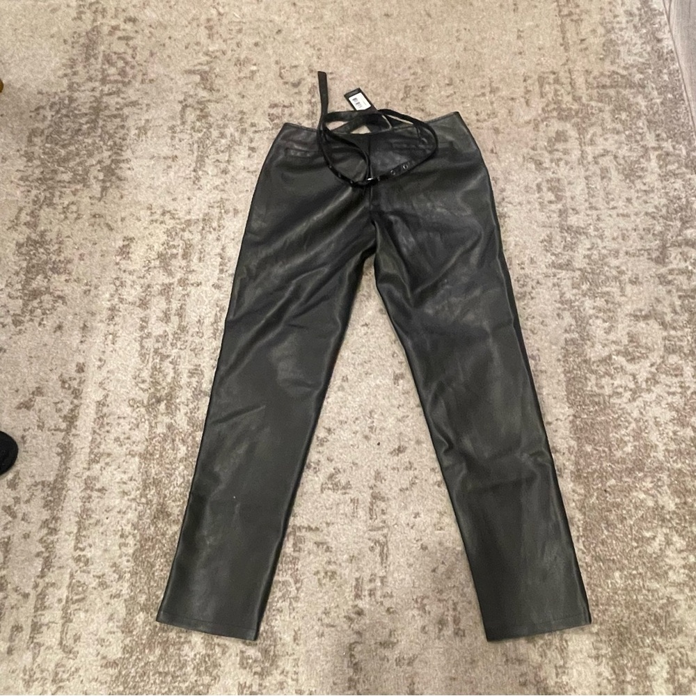 Lioness Black Straight Leg Leather Pants - Picture 6 of 7
